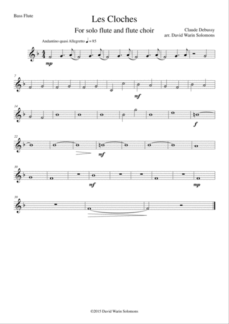 Les Cloches for flute solo and flute choir Flute Choir scores gallery preview page 5