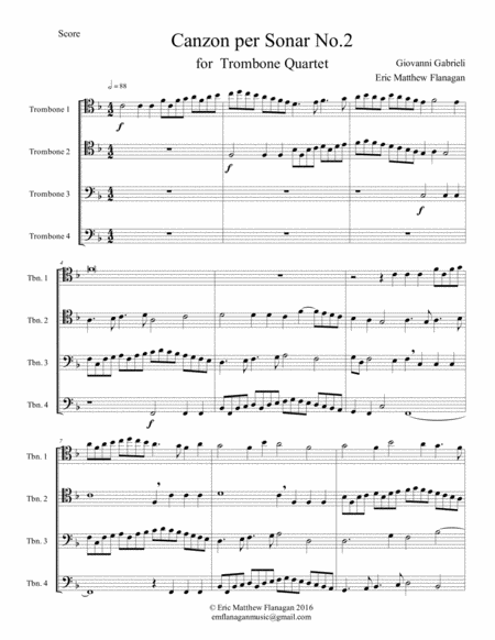 Canzon per Sonar No. 2 for Trombone Quartet