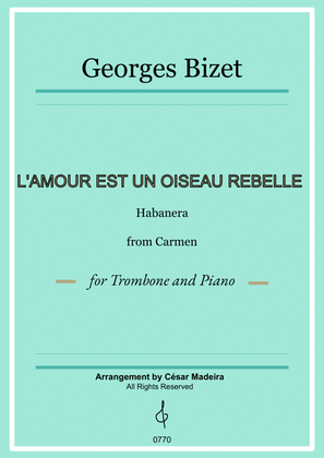 Habanera from Carmen by Bizet - Trombone and Piano (Full Score and Parts)