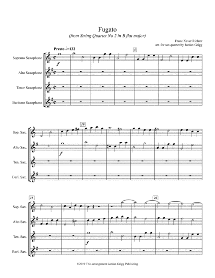 Fugato (from String Quartet No 2 in B flat major) Woodwind Quartet scores gallery preview page 1