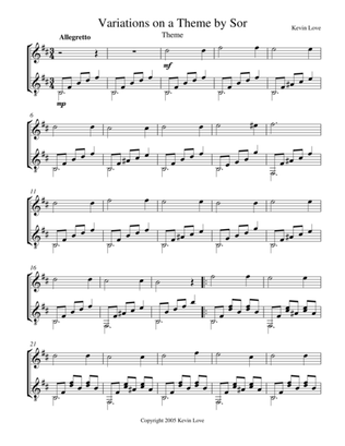 Variations on a Theme by Sor (Violin and Guitar) - Score and Parts
