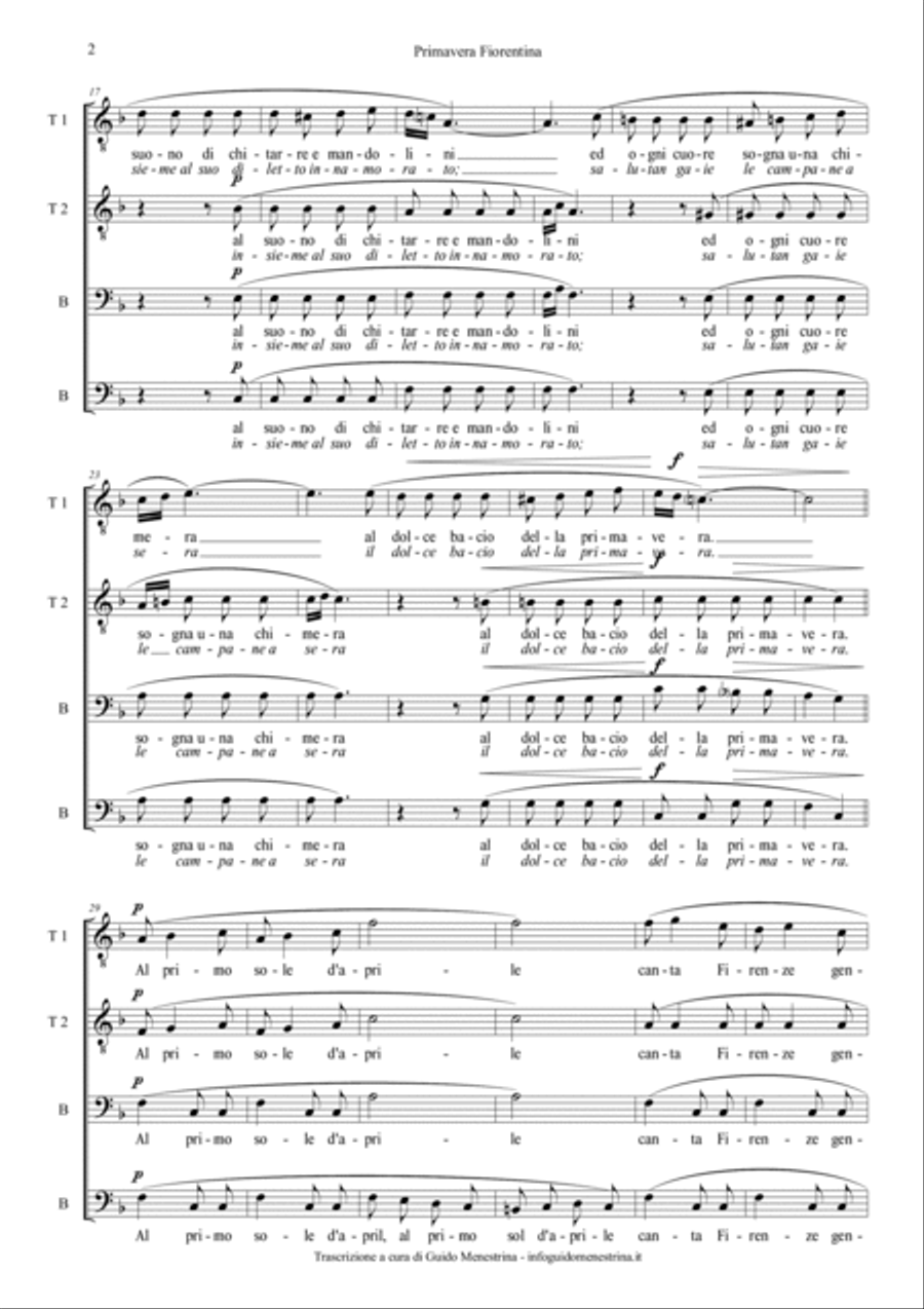 Vincenzo Billi - Primavera Fiorentina (1931) TTBB scores gallery preview page 2