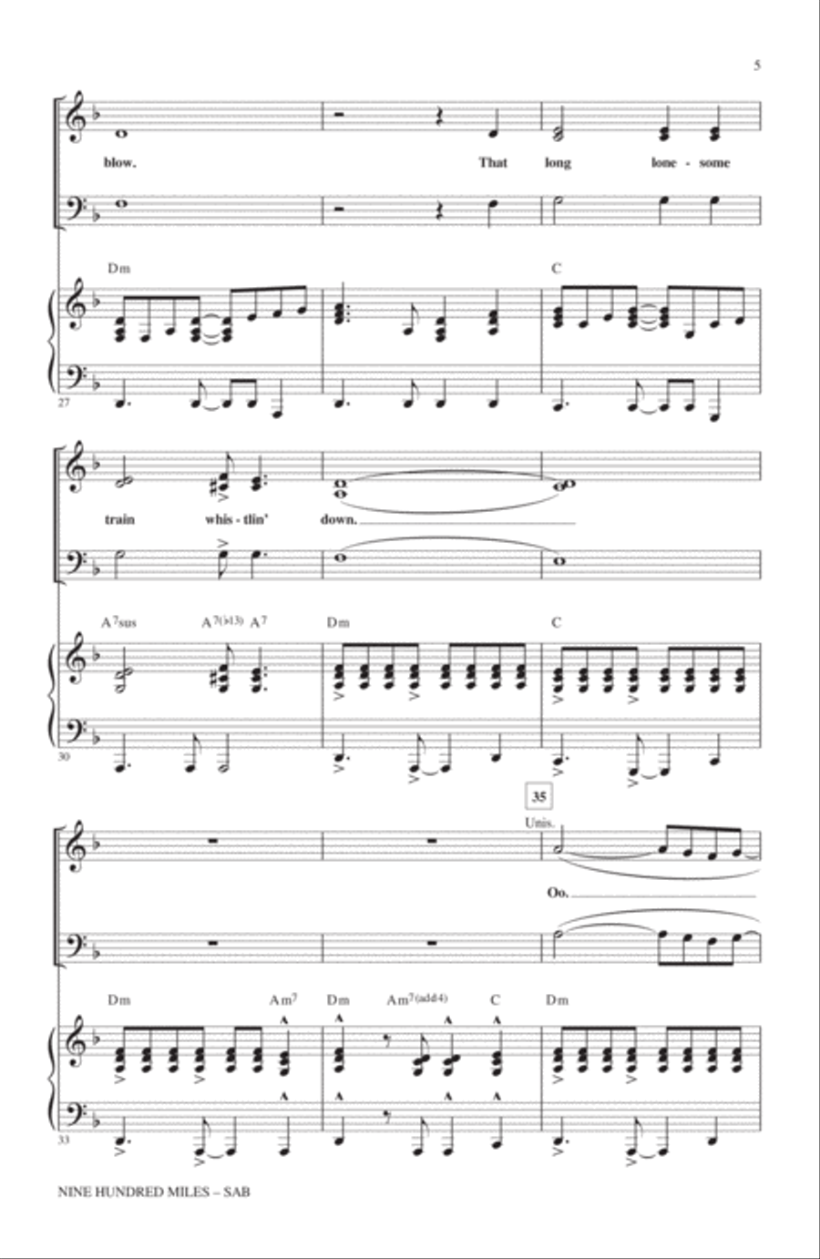 Nine Hundred Miles 3-Part scores gallery preview page 4