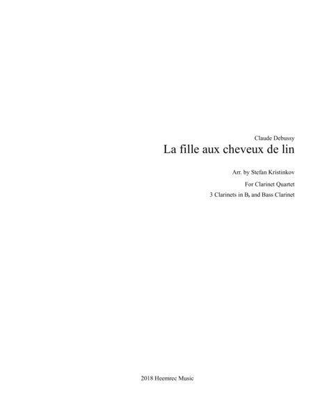 The Girl with the Flaxen Hair by Claude Debussy Woodwind Quartet - Digital Sheet Music