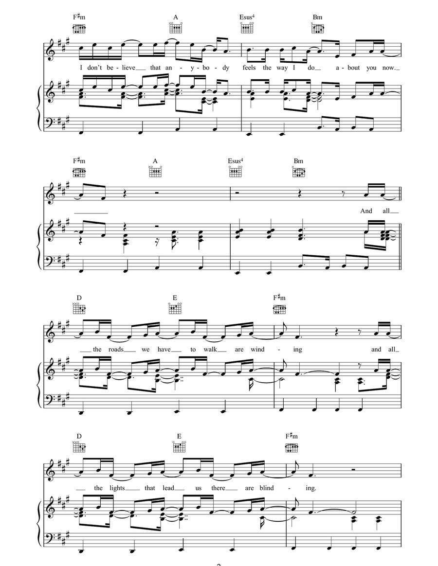 Wonderwall Piano, Vocal, Guitar scores gallery preview page 3