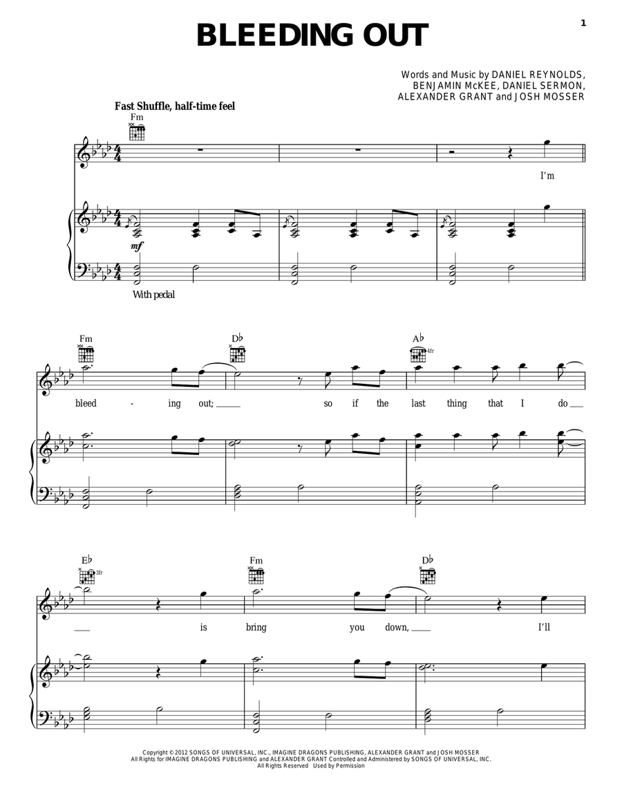 Bleeding Out Acoustic Guitar scores gallery preview page 1
