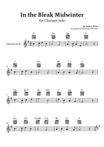 In the Bleak Midwinter (Clarinet Solo) - Beginner Level image number null