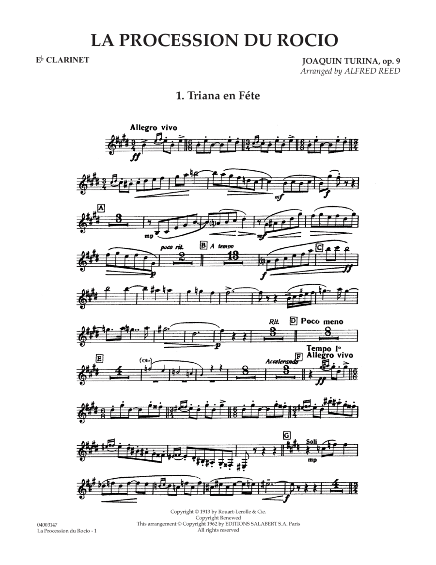 La Procession du Rocio (arr. Alfred Reed) - Eb Clarinet Concert Band scores gallery preview page 1