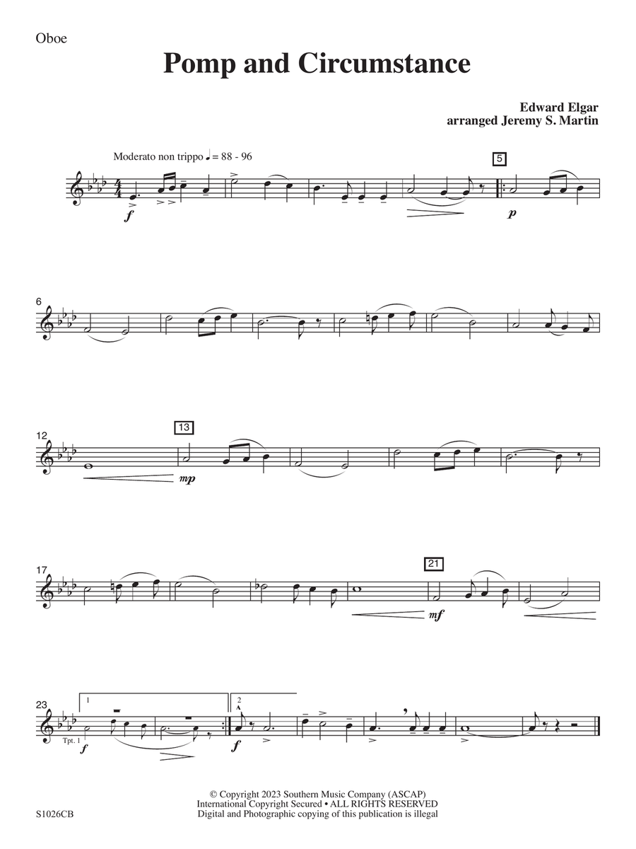 Pomp and Circumstance (Easy) (arr. Jeremy Martin) - Oboe Concert Band scores gallery preview page 1