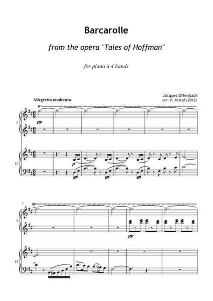 "Barcarolle" from the opera "Tales of Hoffman" - for piano 4 hands image number null