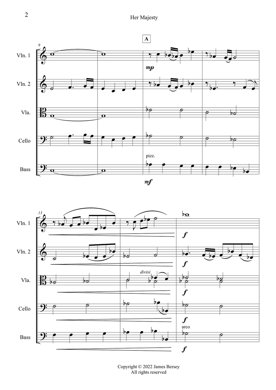 Her Majesty (strings - score & parts) Chamber Music scores gallery preview page 4