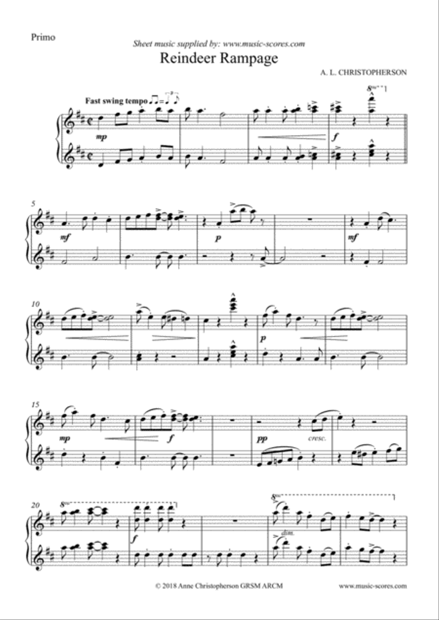 Reindeer Rampage - Piano Duet Piano Duet scores gallery preview page 6