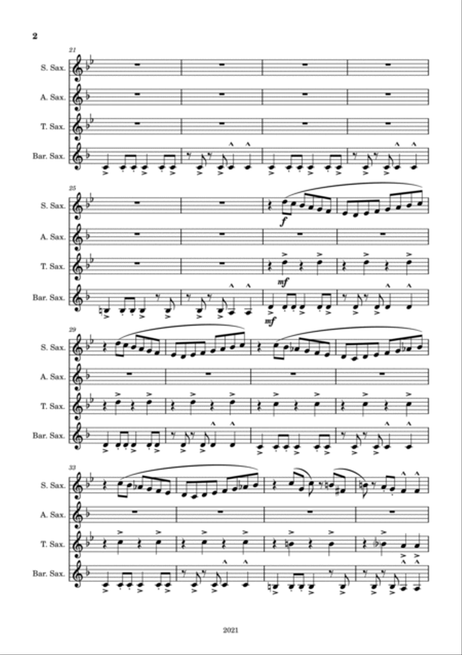The Dragon of the West The Dragon of the West Saxophone Quartet scores gallery preview page 2