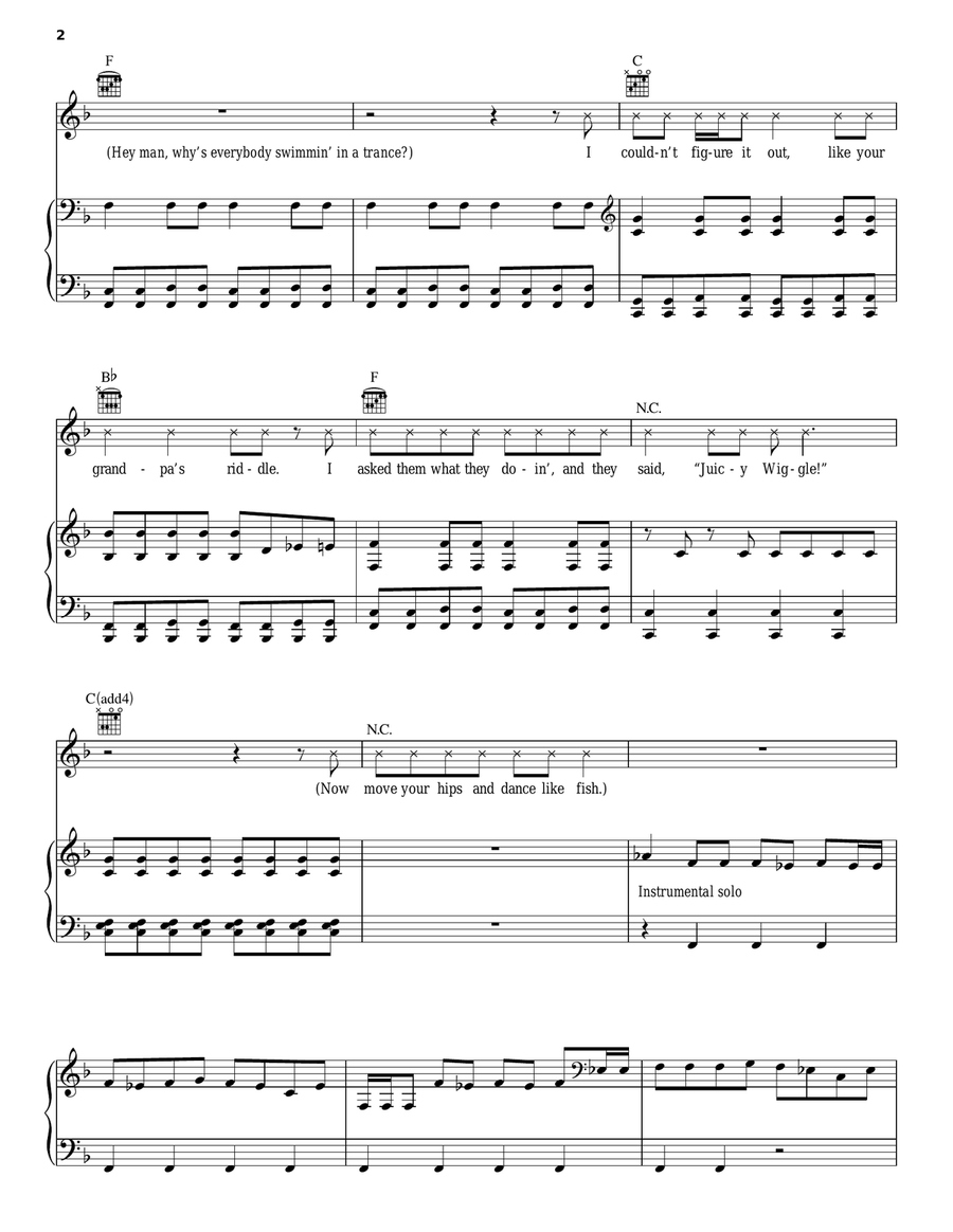 Juicy Wiggle Juicy Wiggle Piano, Vocal, Guitar scores gallery preview page 2