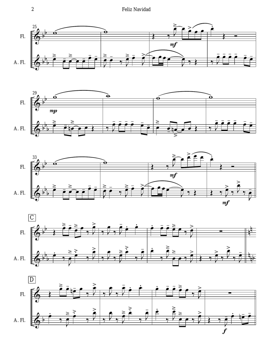 Feliz Navidad Feliz Navidad Flute Duet scores gallery preview page 2