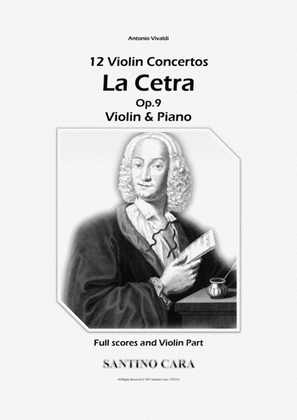 Book cover for Vivaldi - La Cetra Op.9 - 12 Concertos for Violin and Piano - Full scores and Violin part