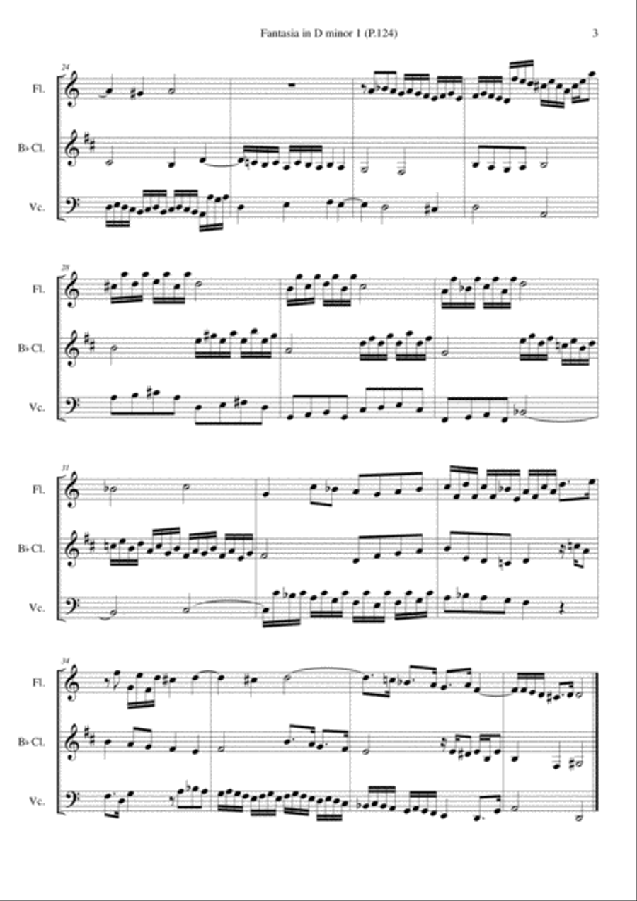 Fantasia in D minor 1 (P.124) Clarinet scores gallery preview page 3