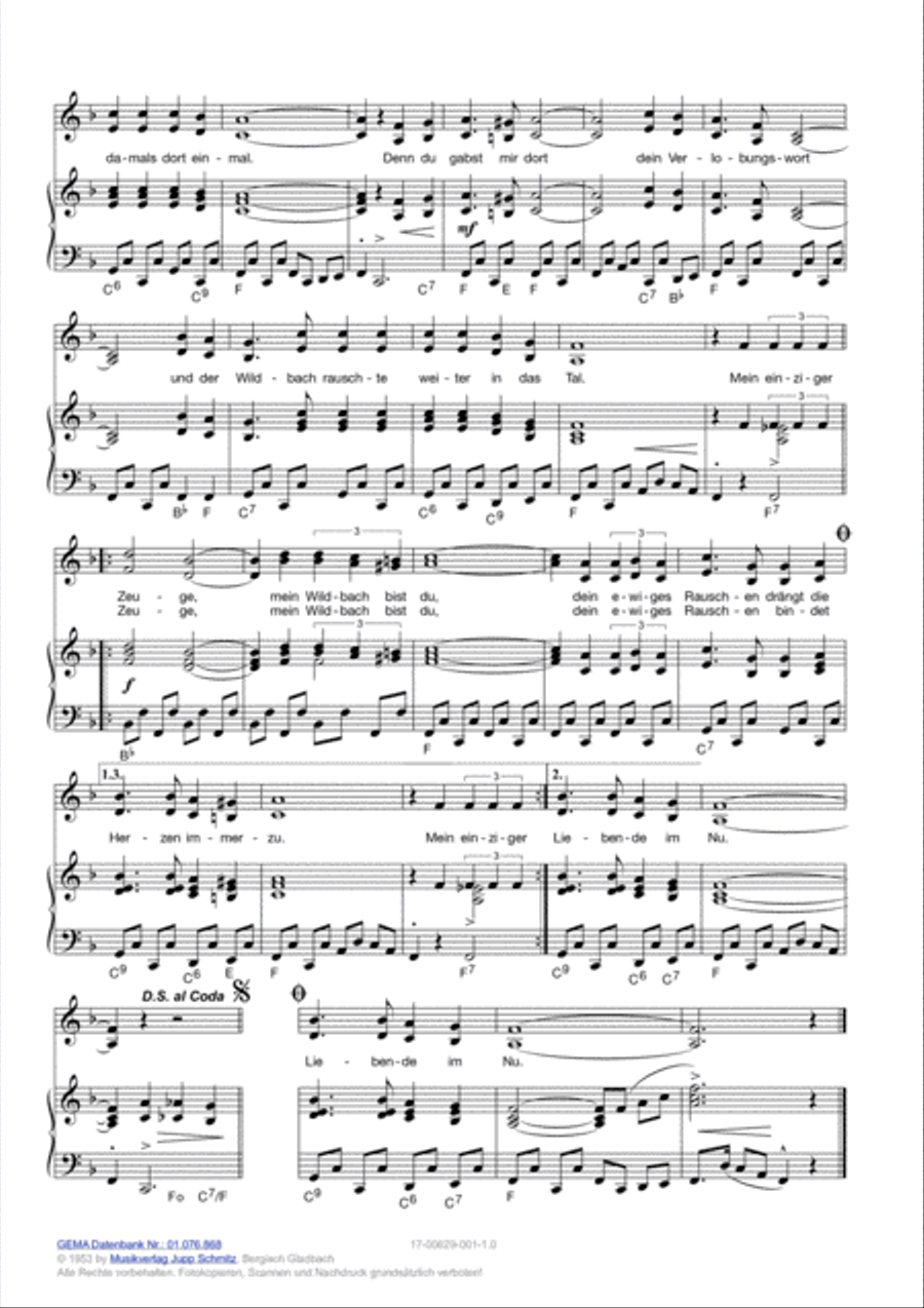 Wo der Wildbach rauscht Piano, Vocal, Guitar scores gallery preview page 3