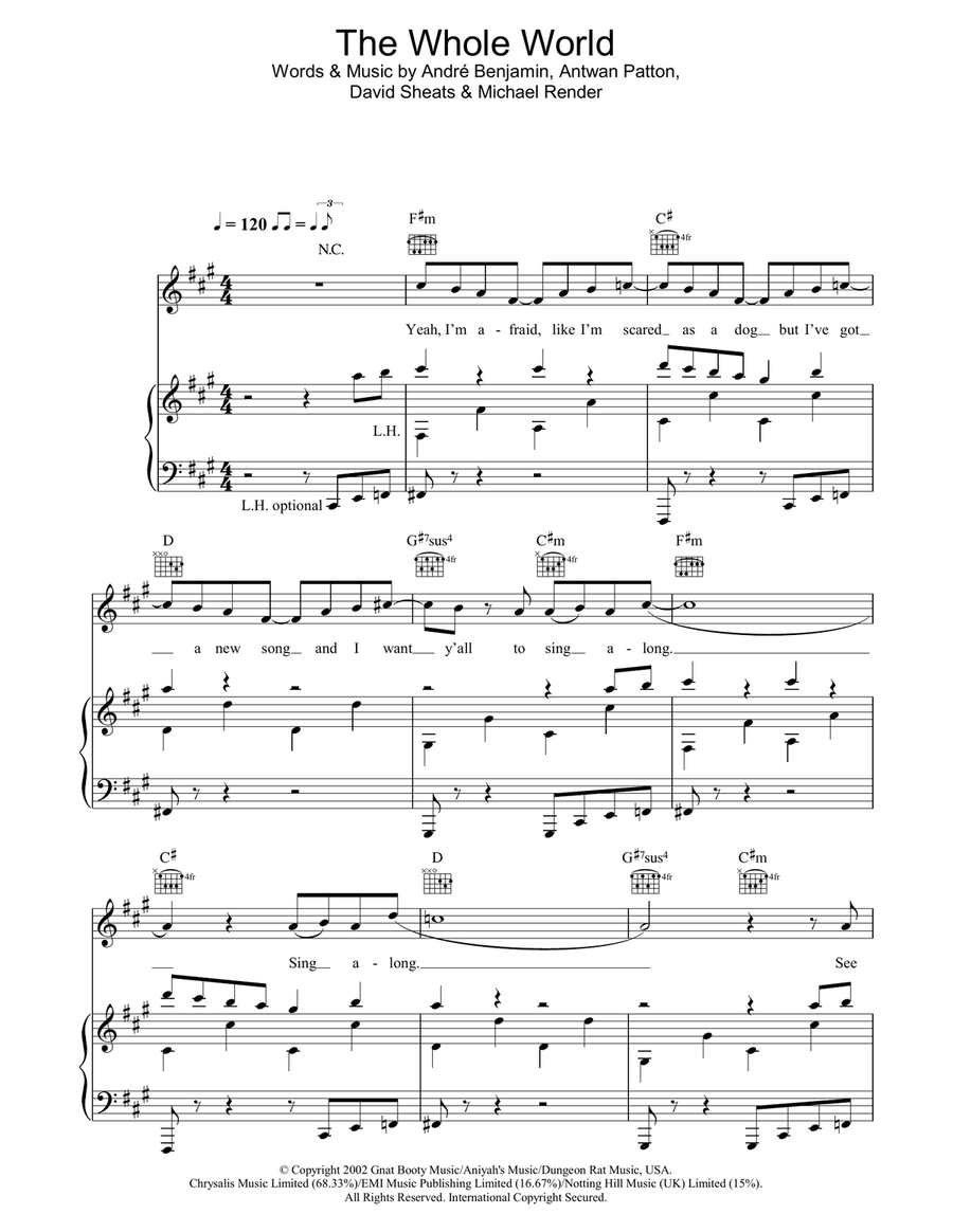 The Whole World Piano, Vocal, Guitar scores gallery preview page 1
