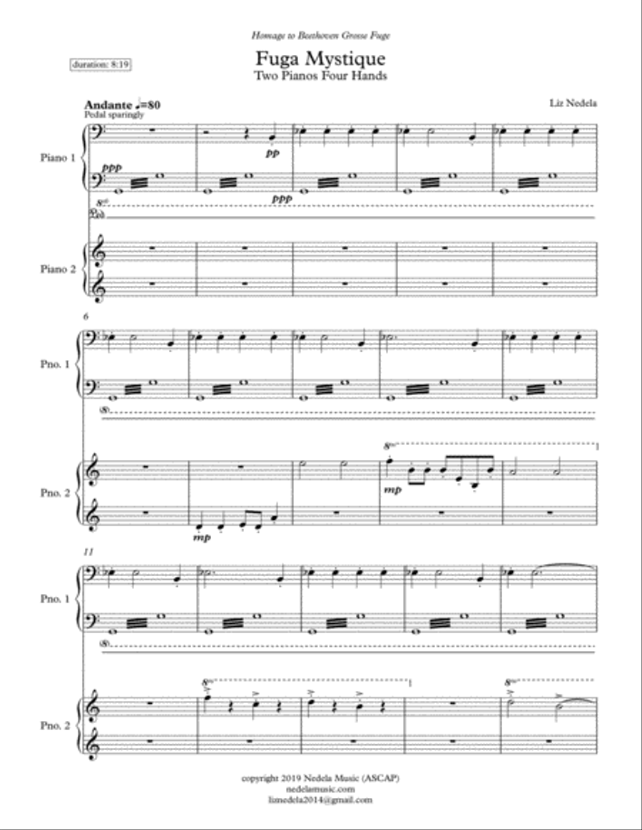 Fuga Mystique, Homage to Beethoven Grosse Fuge Set of Parts scores gallery preview page 4
