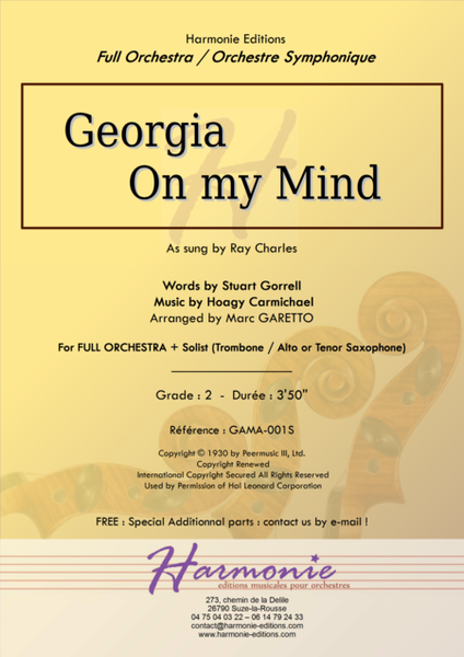 GEORGIA ON MY MIND (Ray Charles) - For String or Full Orchestra image number null