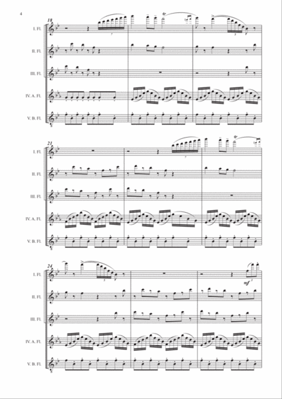 Cajkovskij: Danza cinese (Lo schiaccianoci) for Flute choir - Flute quintet Flute Choir scores gallery preview page 5
