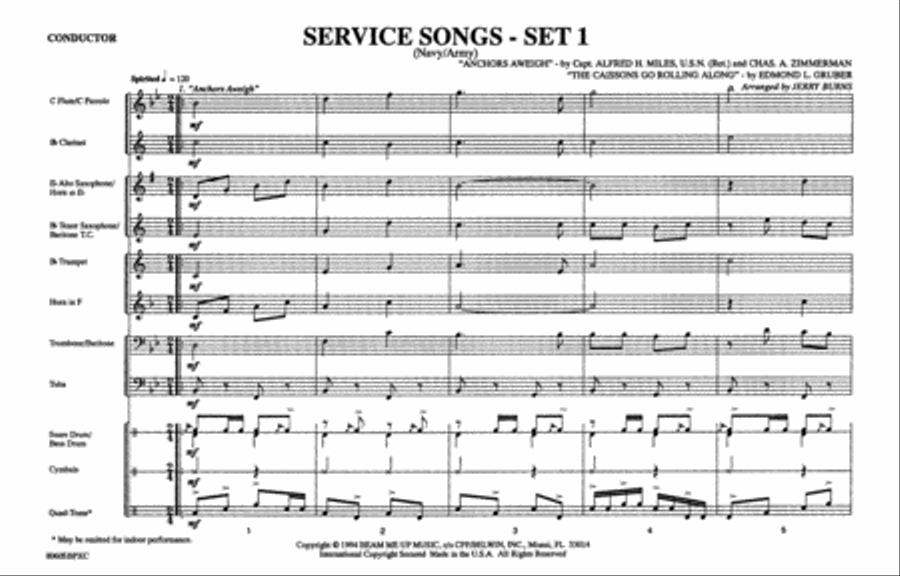 Service Songs - Set 1 (Navy/Army) Marching Band scores gallery preview page 2