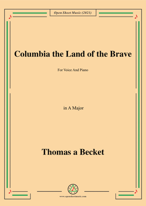 Book cover for David T. Shaw-Columbia the Land of the Brave,in A Major,for Voice and Piano