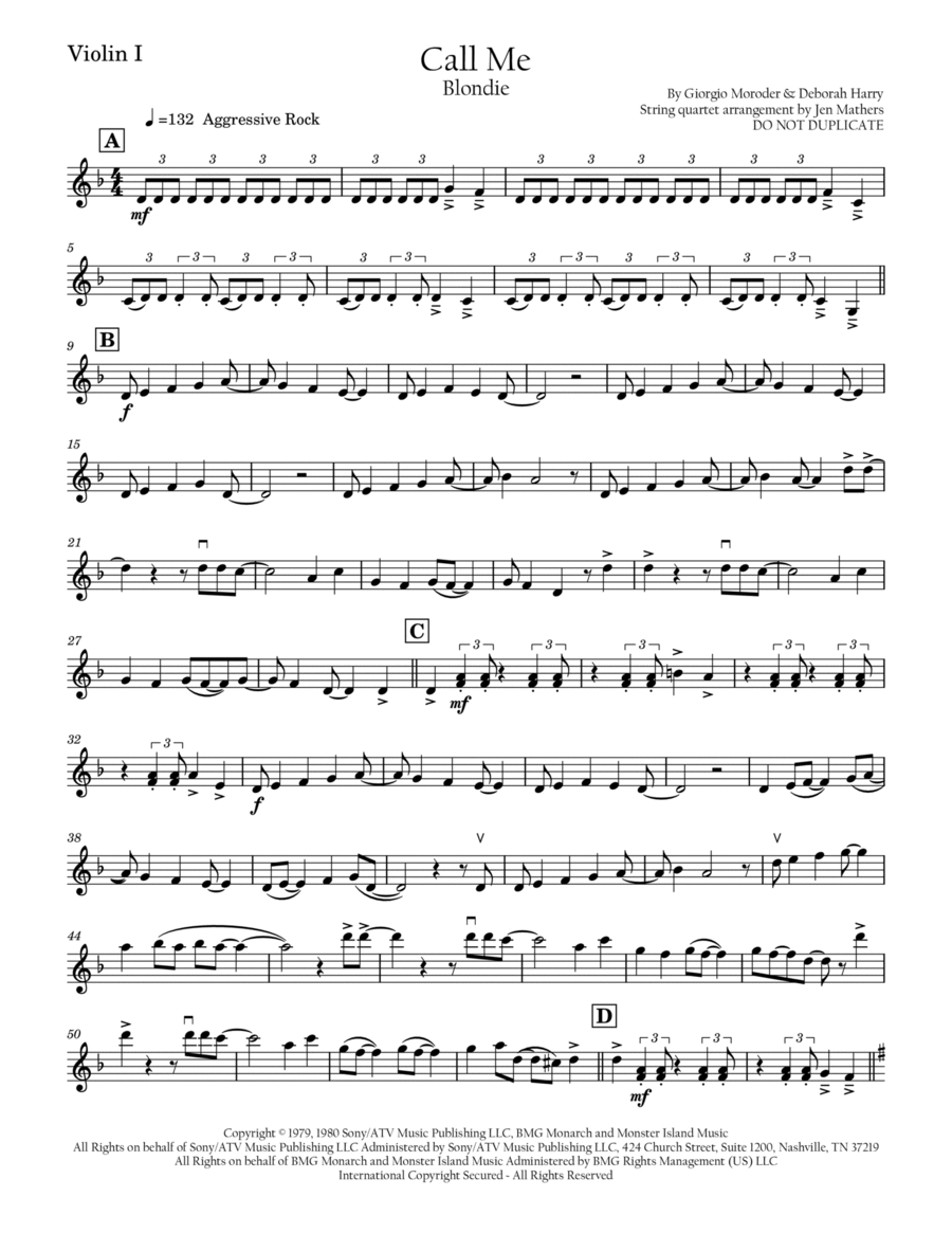 Call Me String Quartet scores gallery preview page 1