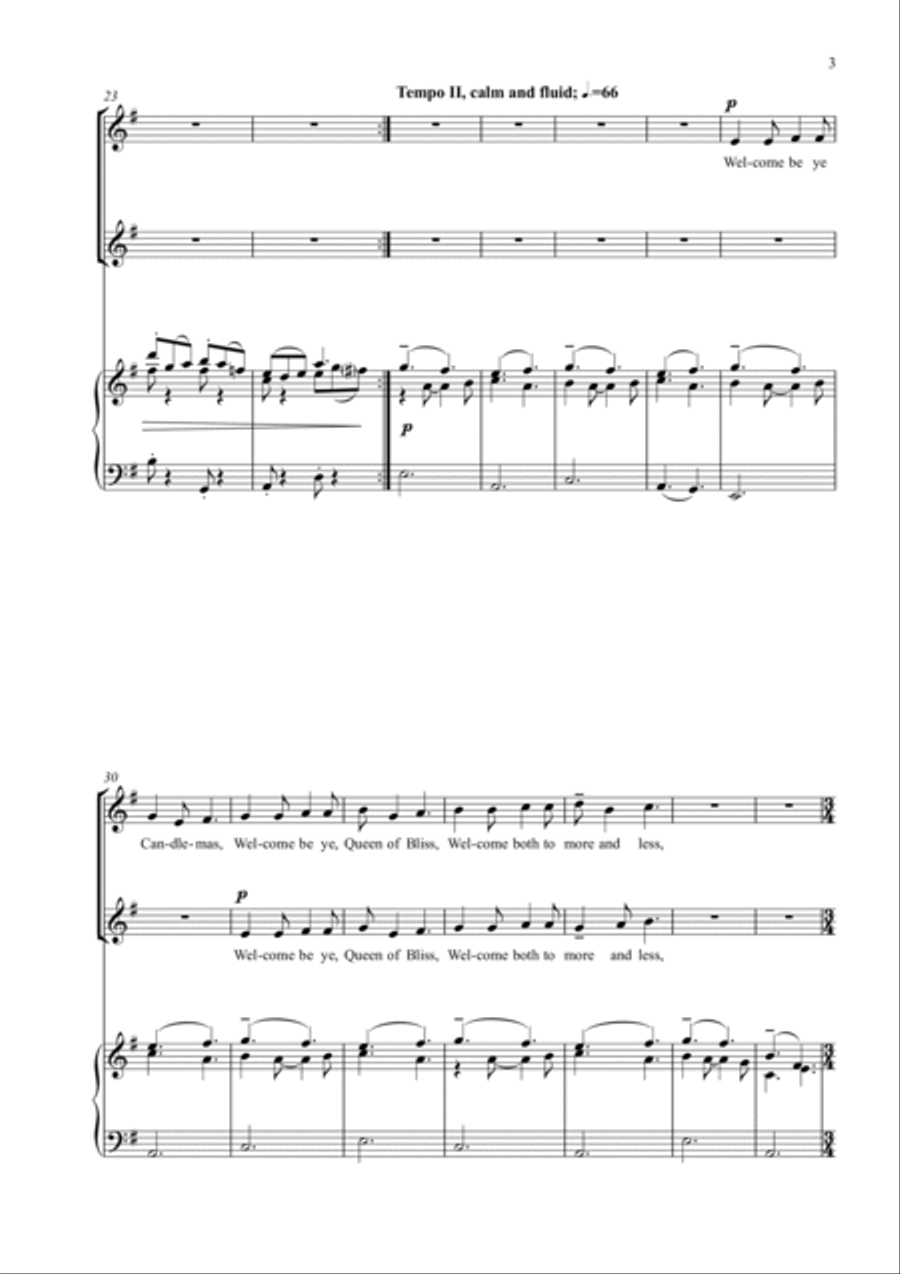 Welcome Yule! (Soprano, Alto and Piano/Organ) SA scores gallery preview page 3