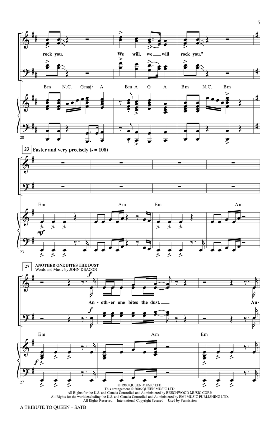A Tribute To Queen (Medley) (arr. Mark Brymer) 4-Part scores gallery preview page 4