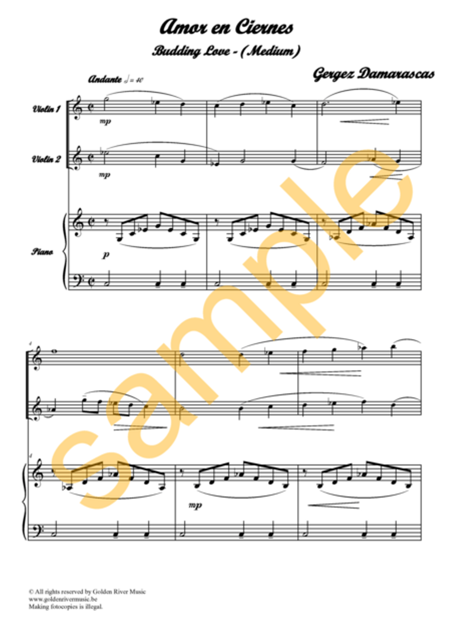 Amor en Ciernes / Budding love for 2 violins Violin Solo scores gallery preview page 2
