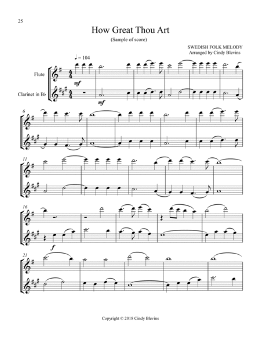 12 Favorite Hymns, Flute and Clarinet Duets Woodwind Duet scores gallery preview page 4