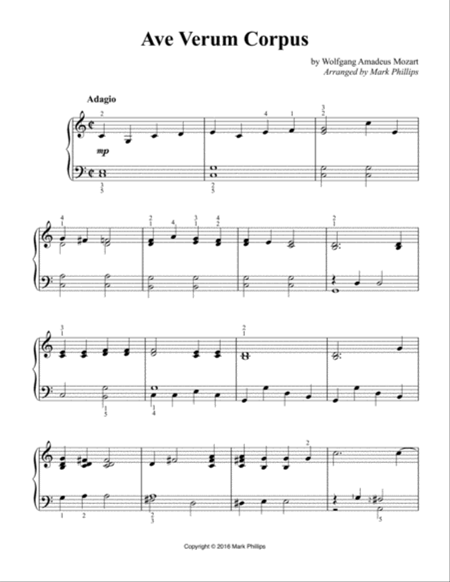 Ave Verum Corpus Easy Piano scores gallery preview page 1