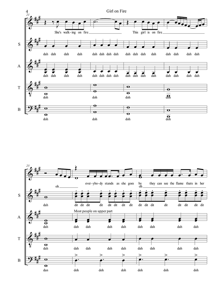 Girl On Fire Girl On Fire 4-Part scores gallery preview page 4