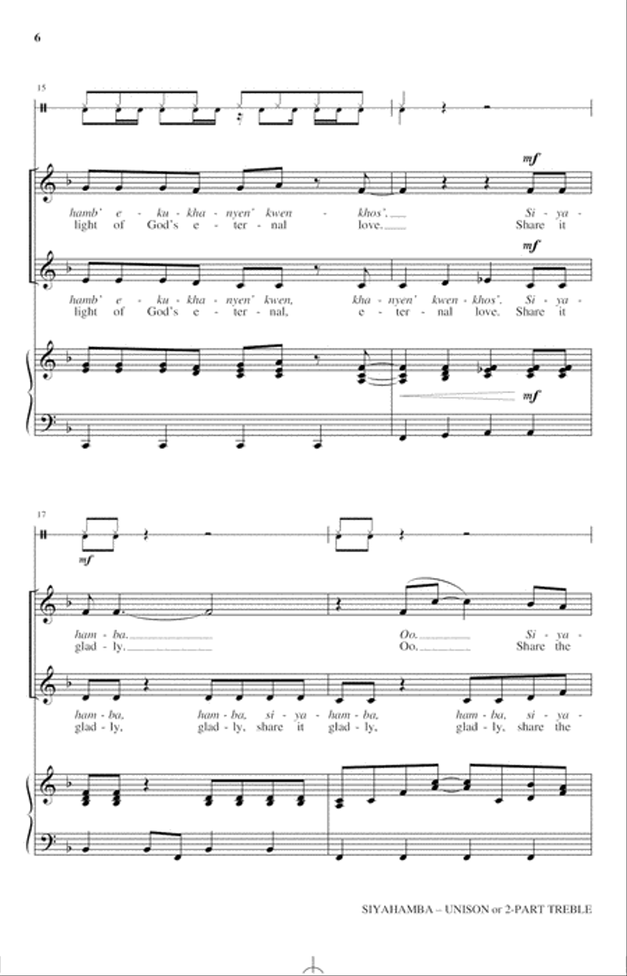 Siyahamba Unison Choir scores gallery preview page 4