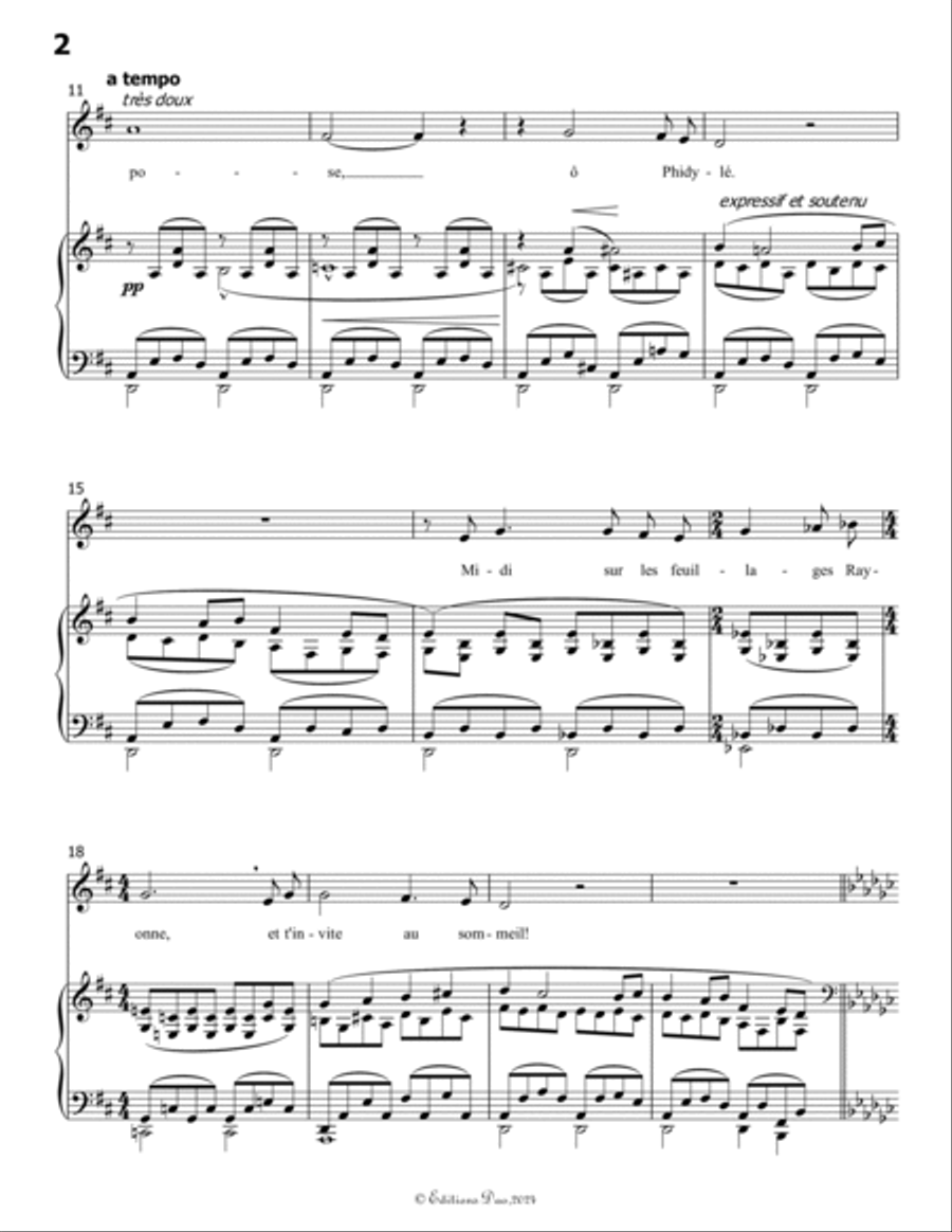 Phidylé, by Henri Duparc, in F Major Voice scores gallery preview page 4