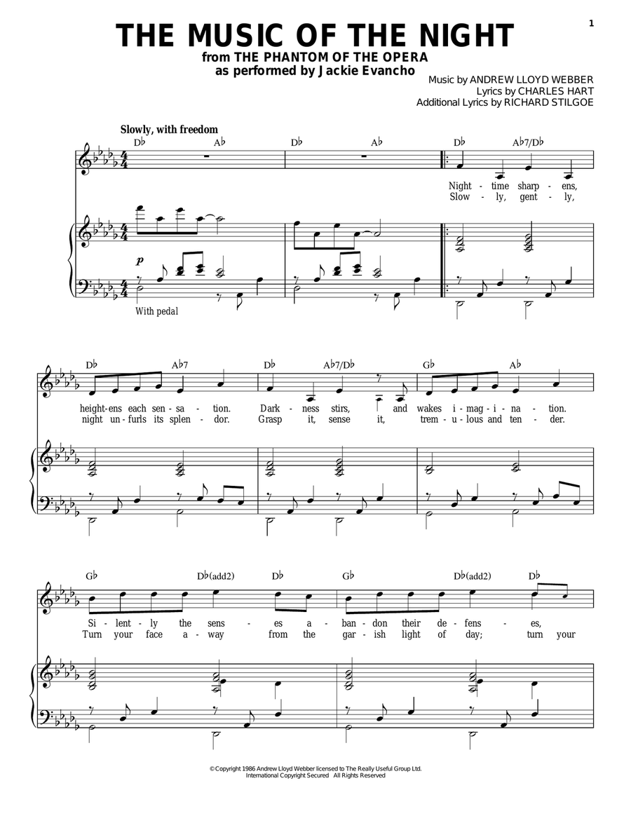 The Music Of The Night (from The Phantom Of The Opera) Piano, Vocal scores gallery preview page 1