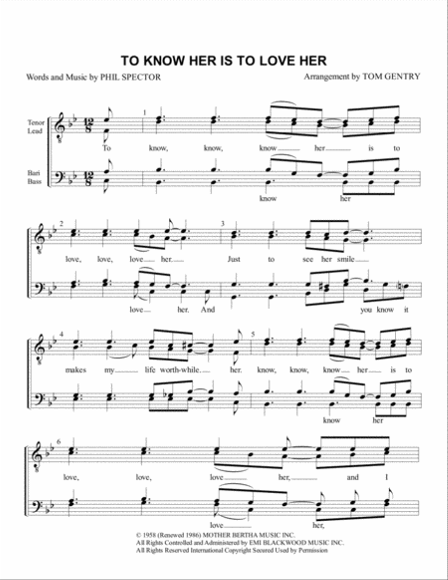 To Know Him Is To Love Him TTBB scores gallery preview page 1