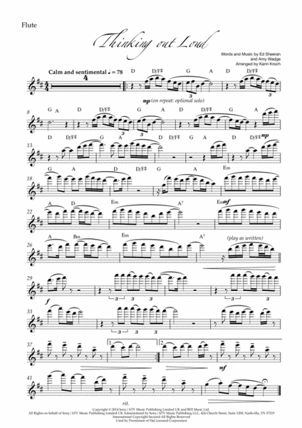 Thinking Out Loud (Ed Sheeran) - Flute and Piano image number null