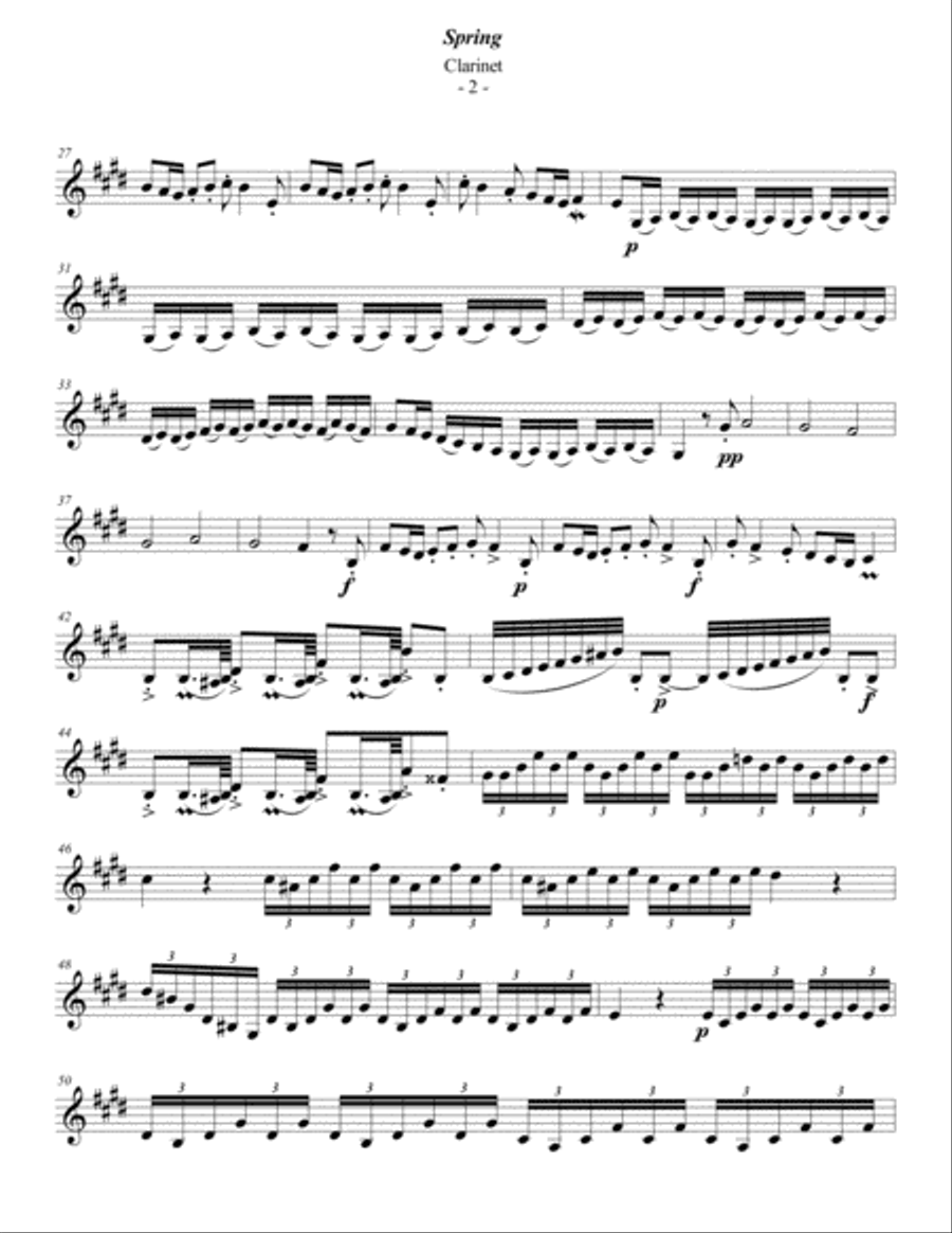 Vivaldi - The Four Seasons: Spring for Solo Clarinet Clarinet Solo scores gallery preview page 2