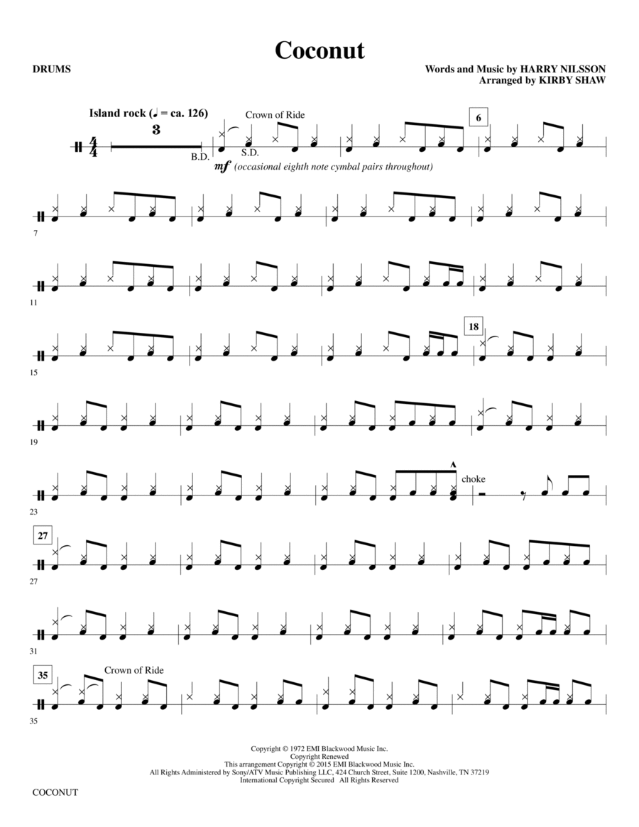 Coconut - Drums Coconut - Drums Choir scores gallery preview page 1