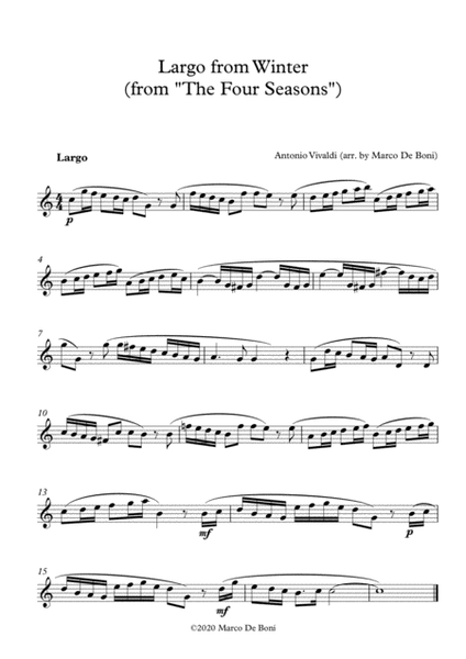 Vivaldi's Winter (Largo, from the Four Seasons) - Easy arrangement for beginner flute image number null