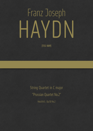 Book cover for Haydn - String Quartet in C major, Hob.III:45 ; Op.50 No.2 · "Prussian Quartet No.2"