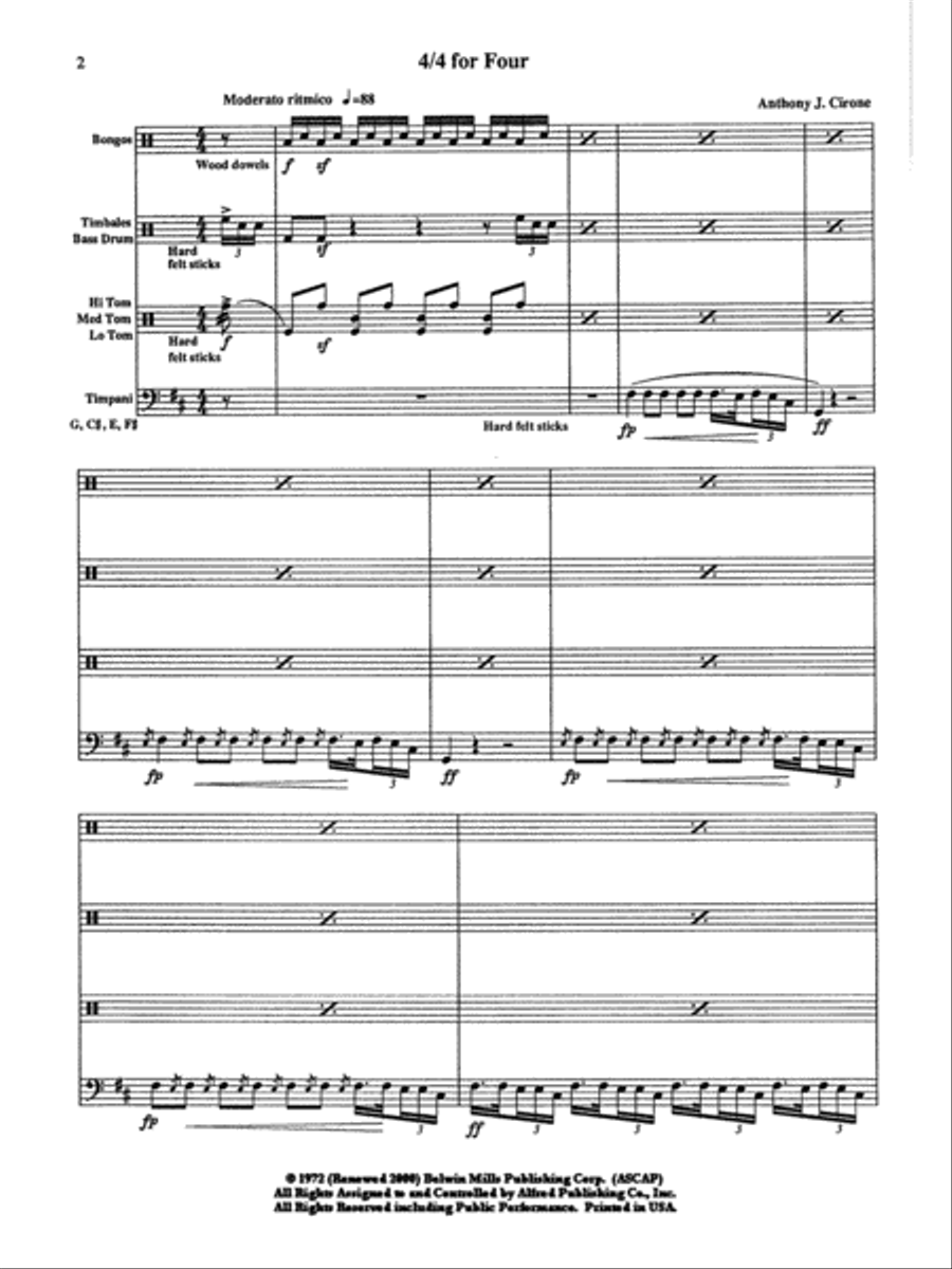 4/4 for Four: Score Percussion Ensemble scores gallery preview page 2