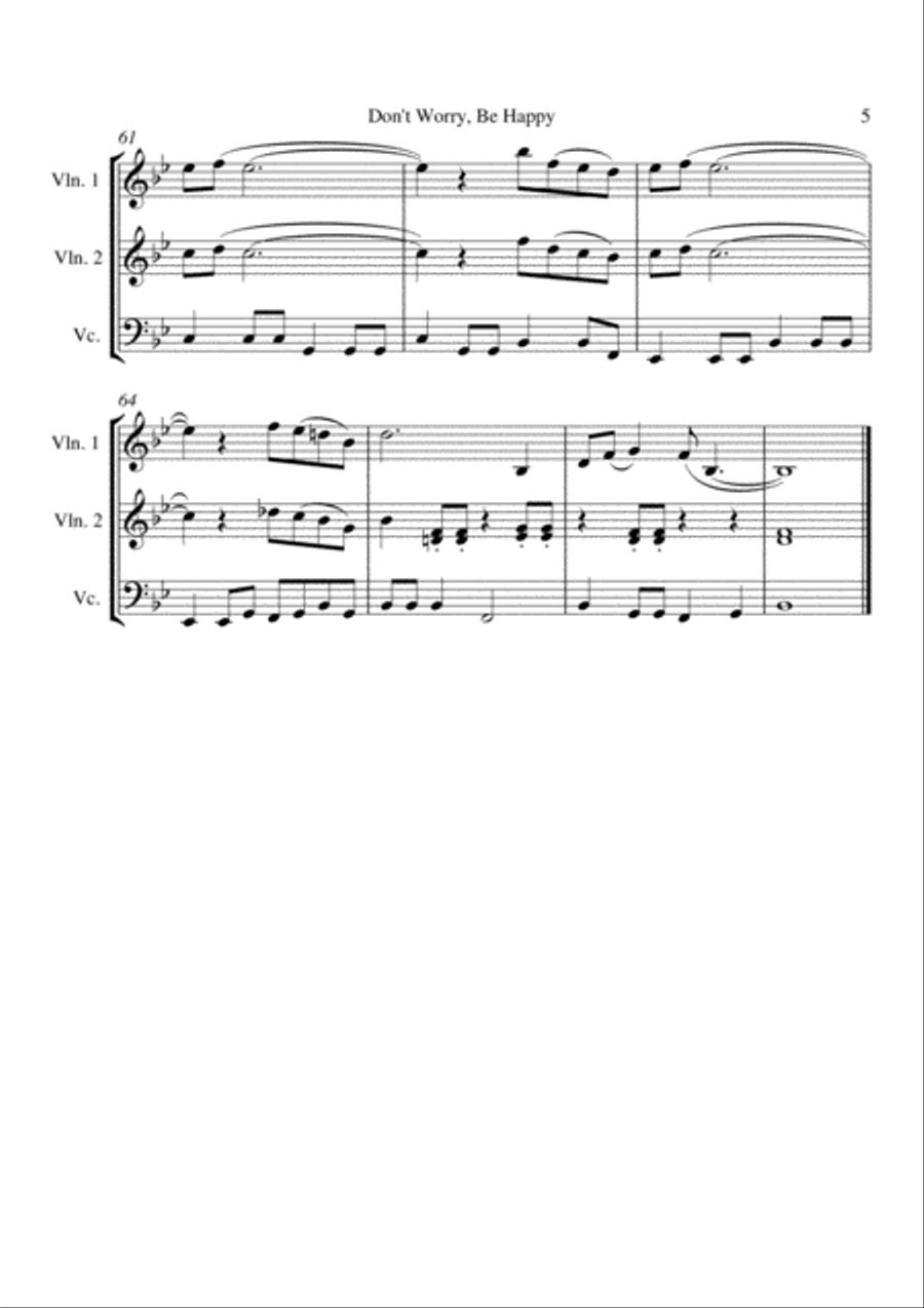 Don't Worry, Be Happy Don't Worry, Be Happy String Trio scores gallery preview page 6