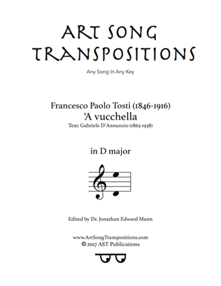Book cover for TOSTI: 'A vucchella (transposed to D major)