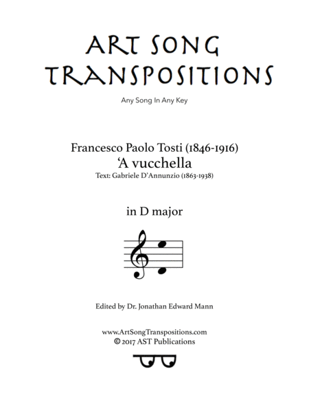 TOSTI: 'A vucchella (transposed to D major)