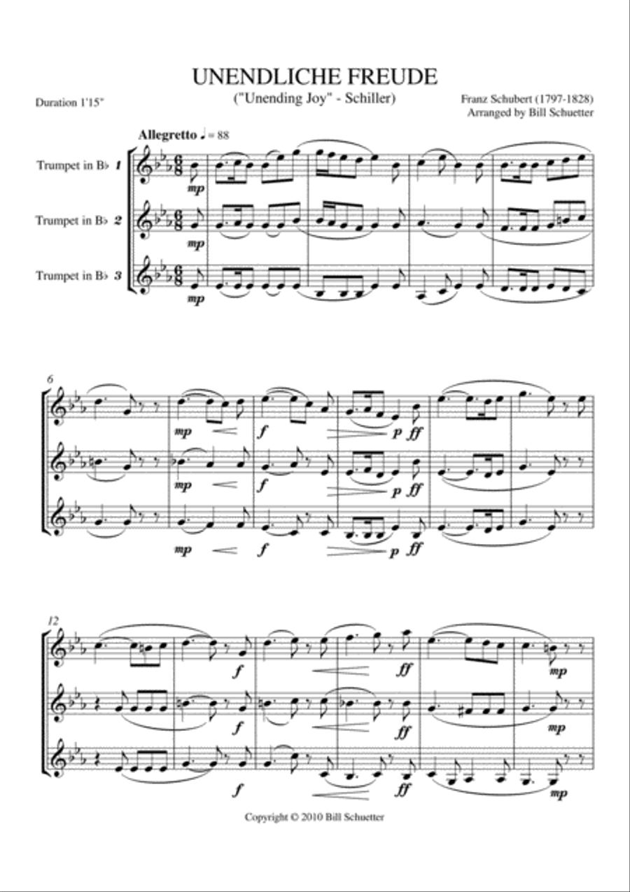 Unendliche Freude Trumpet Trio scores gallery preview page 1