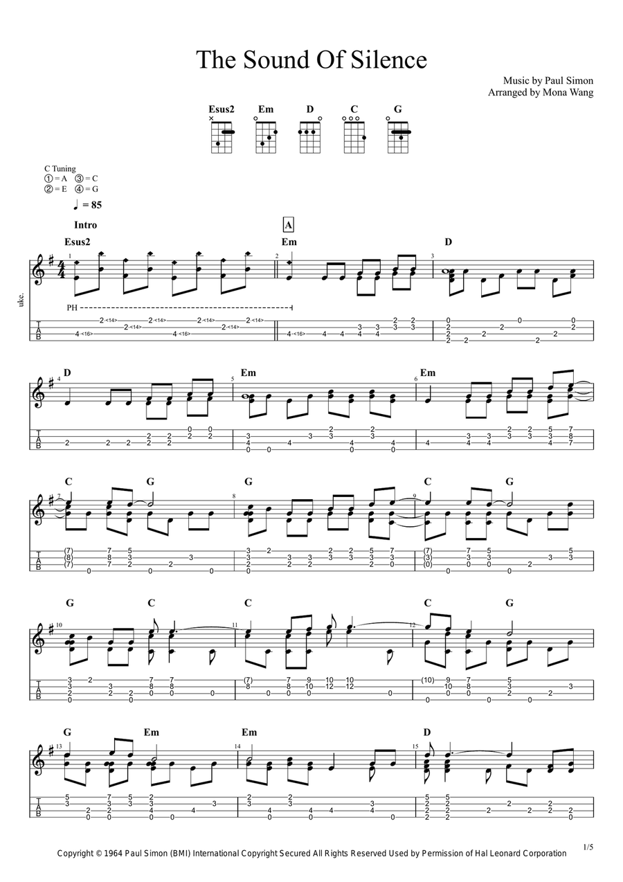 The Sound Of Silence Ukulele scores gallery preview page 2